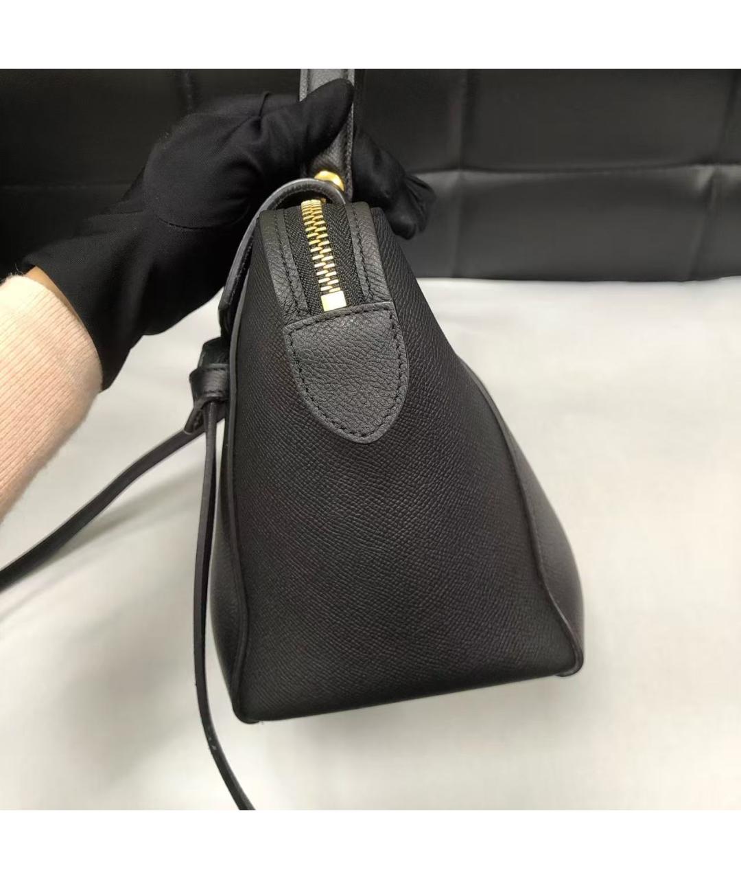 CELINE Черная кожаная сумка с короткими ручками, фото 5