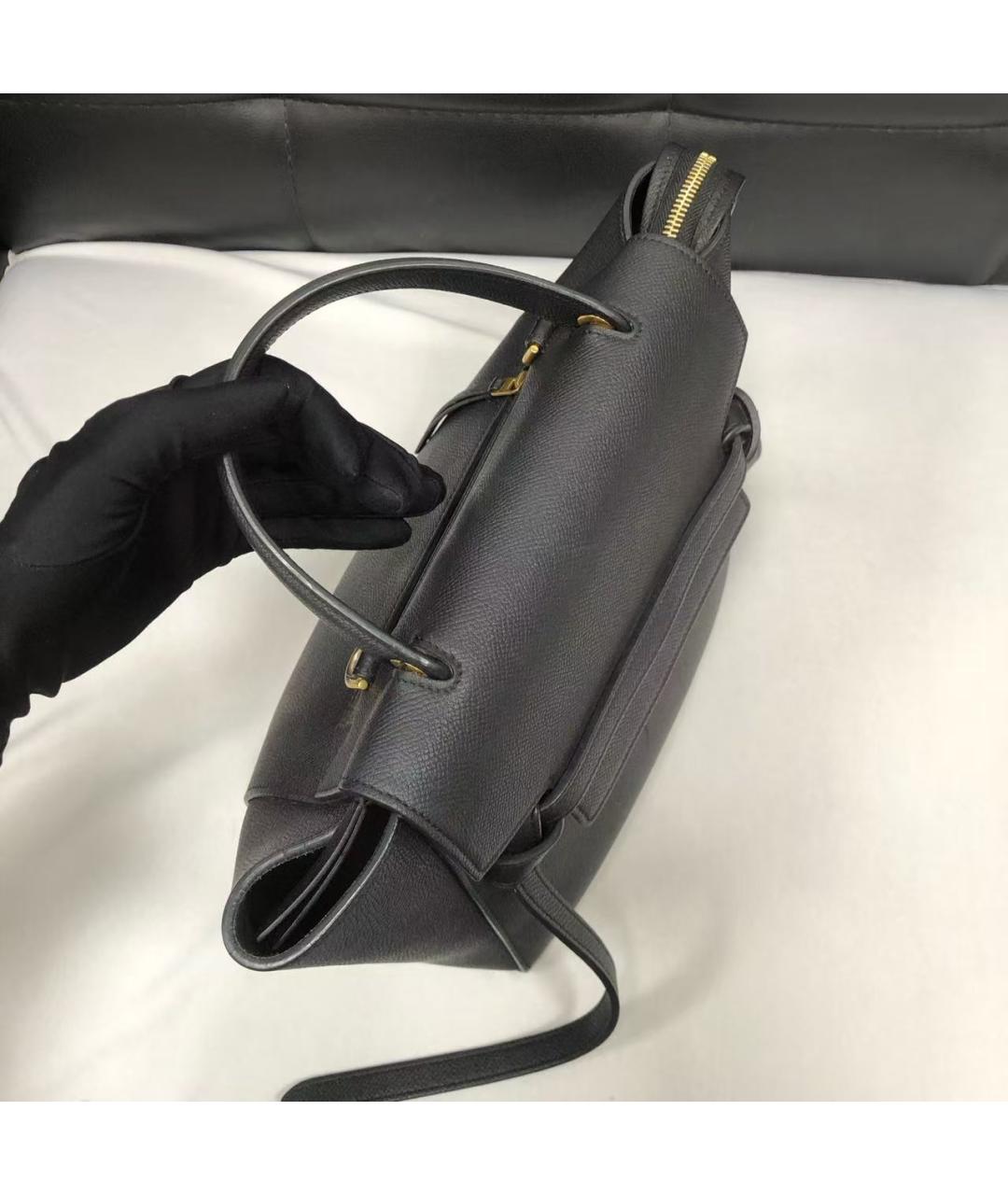 CELINE Черная кожаная сумка с короткими ручками, фото 3