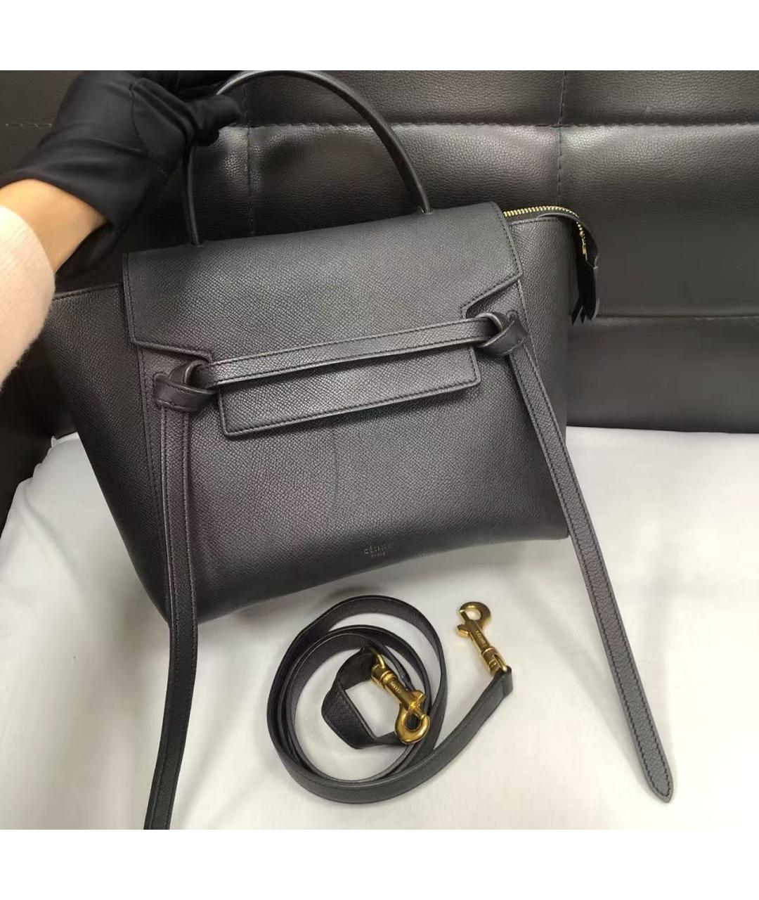 CELINE Черная кожаная сумка с короткими ручками, фото 7