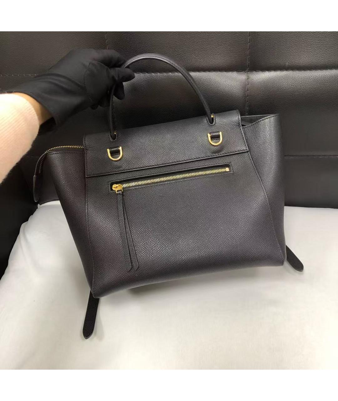 CELINE Черная кожаная сумка с короткими ручками, фото 2