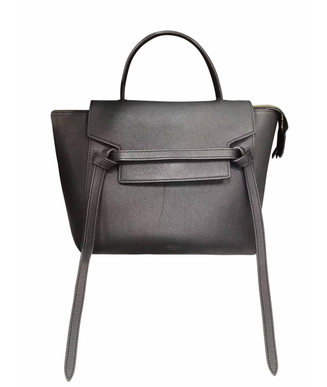 CELINE Черная кожаная сумка с короткими ручками, фото 1