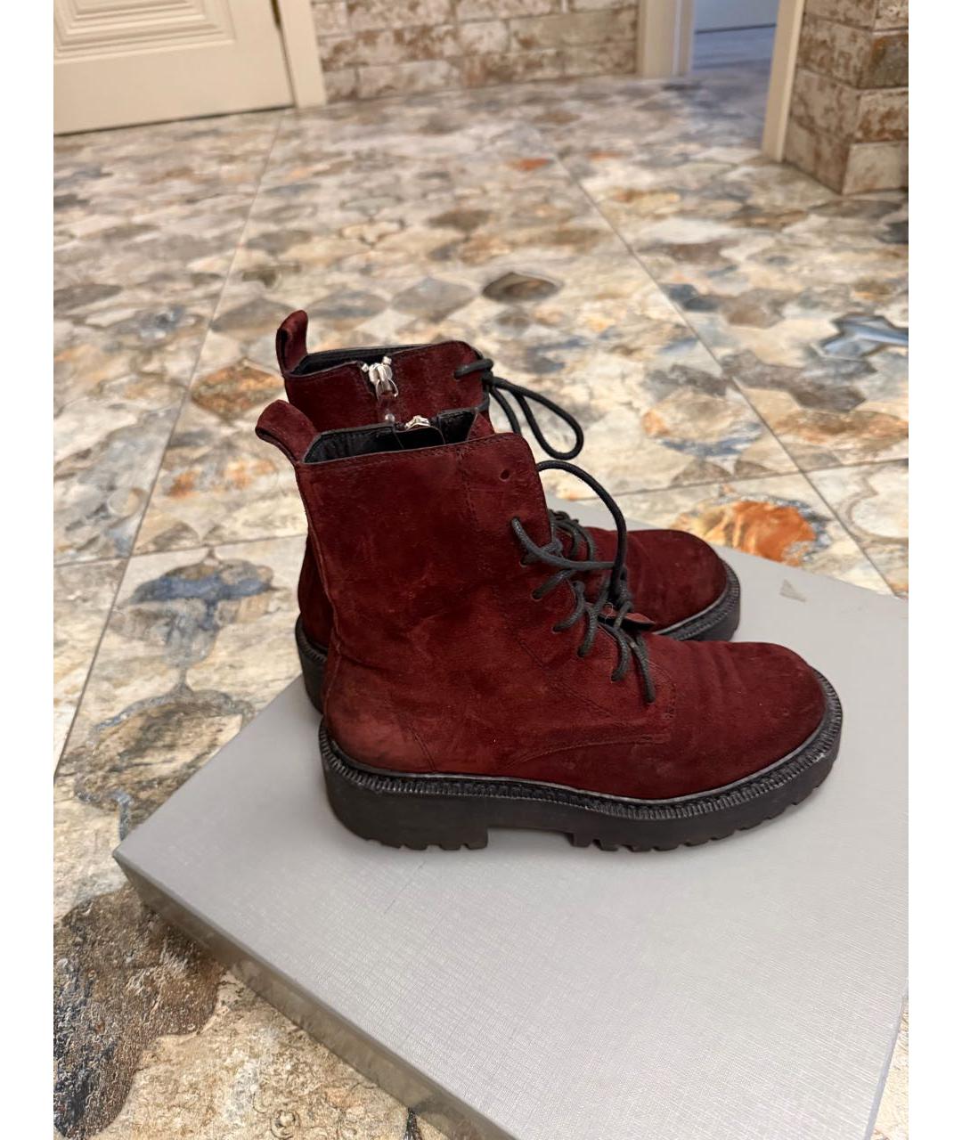 VIC MATIE Бордовые замшевые ботинки, фото 4