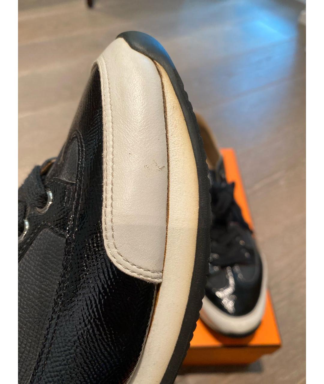 HERMES Черные кожаные кроссовки, фото 5