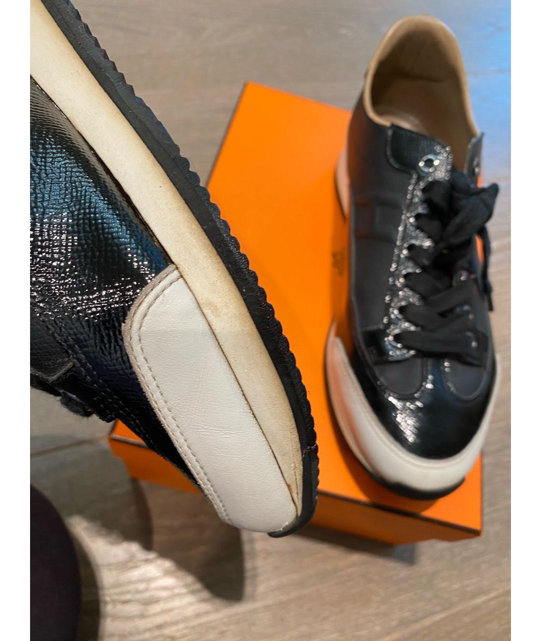 HERMES Черные кожаные кроссовки, фото 7