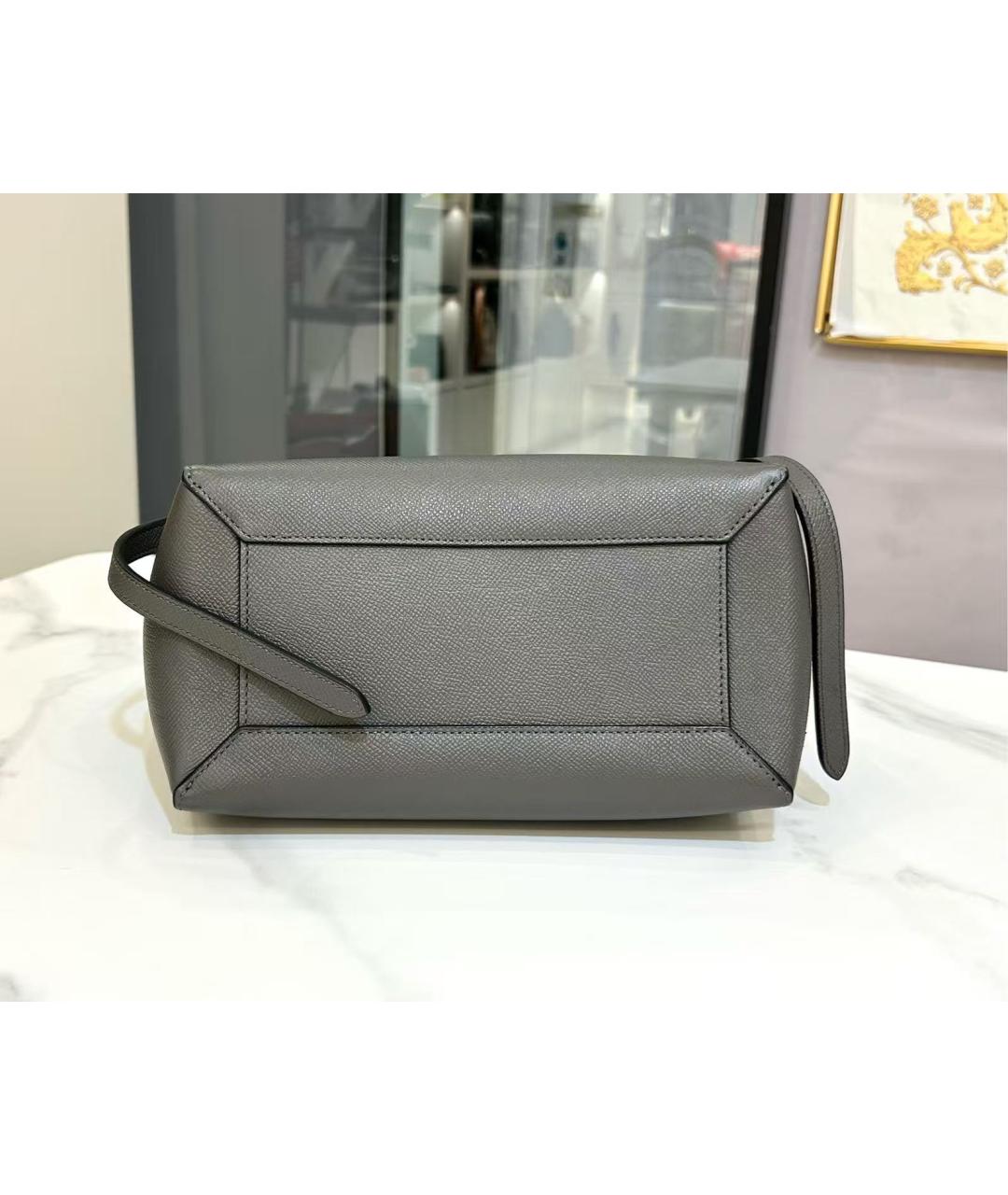 CELINE Серая кожаная сумка с короткими ручками, фото 5