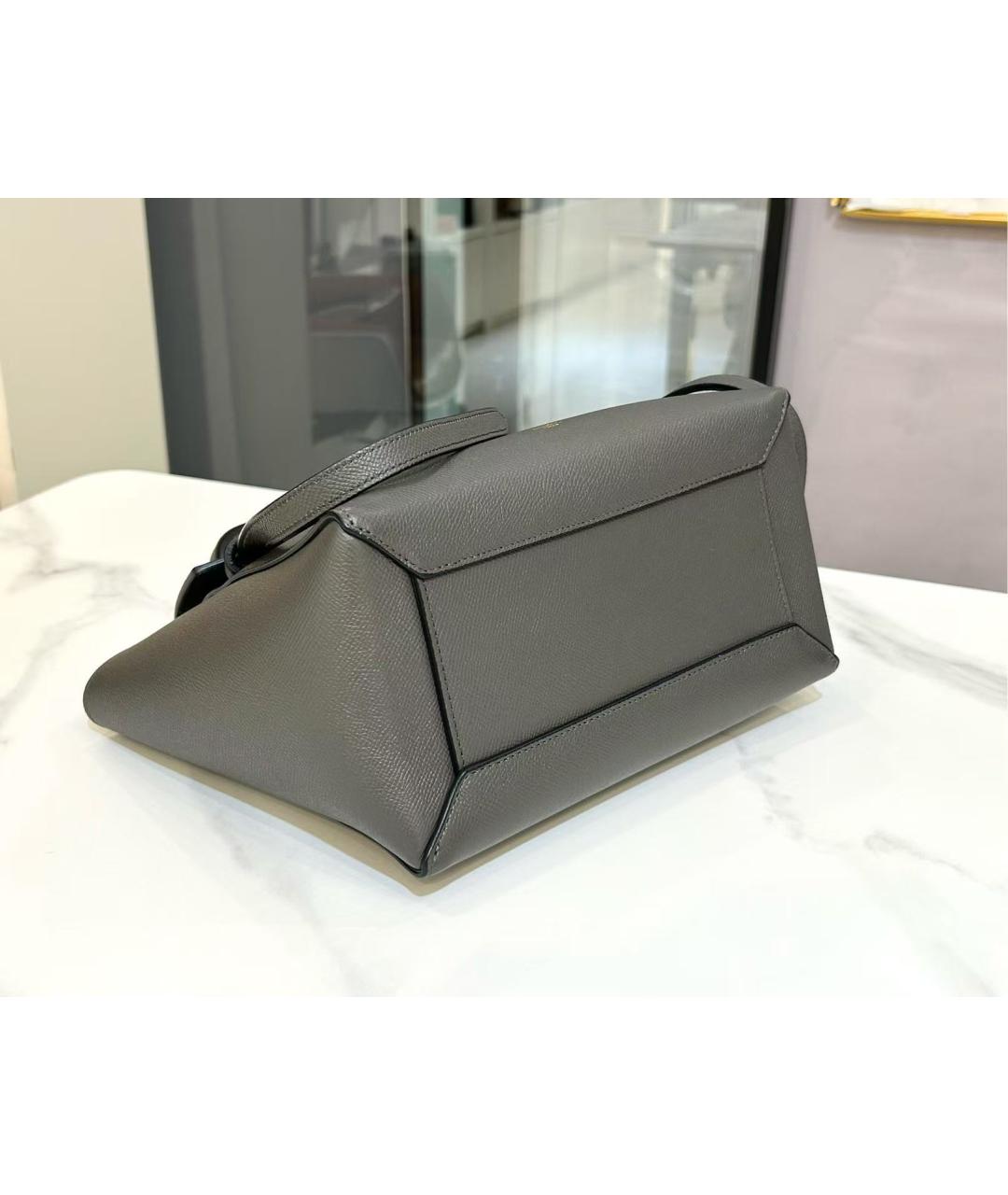 CELINE Серая кожаная сумка с короткими ручками, фото 6