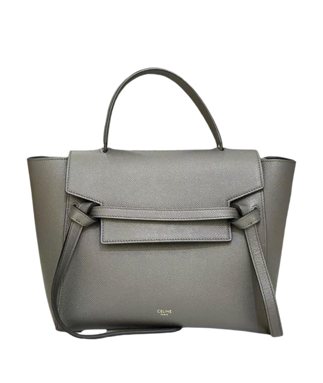 CELINE Серая кожаная сумка с короткими ручками, фото 1