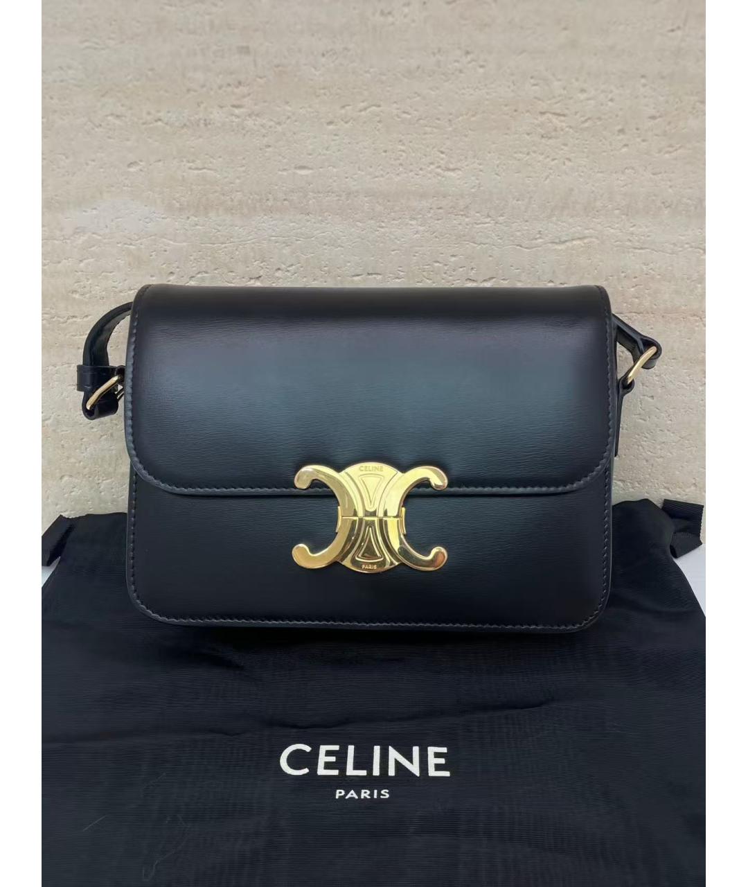 CELINE Черная кожаная сумка через плечо, фото 2