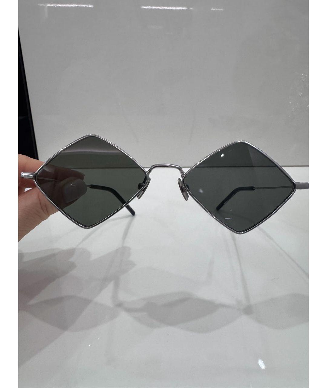 SAINT LAURENT Черные металлические солнцезащитные очки, фото 5