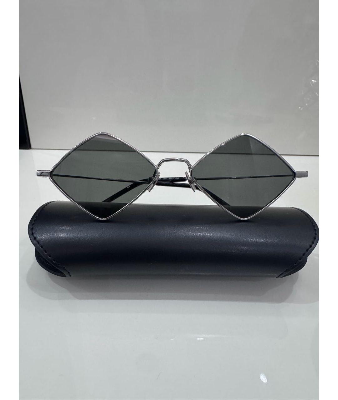 SAINT LAURENT Черные металлические солнцезащитные очки, фото 4
