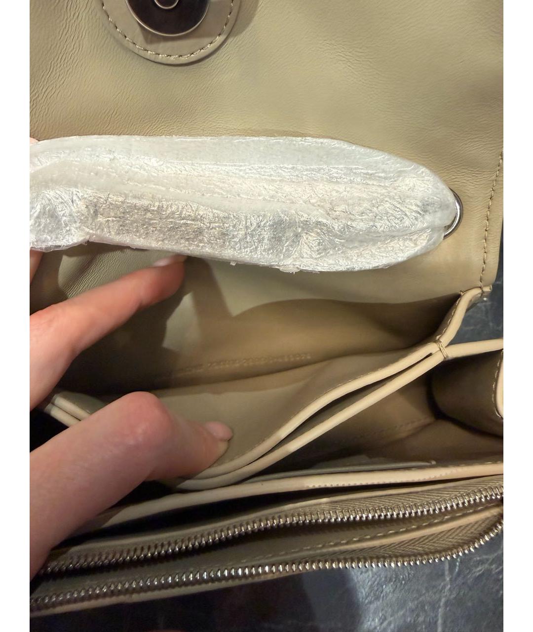 BALENCIAGA Бежевая кожаная сумка через плечо, фото 3