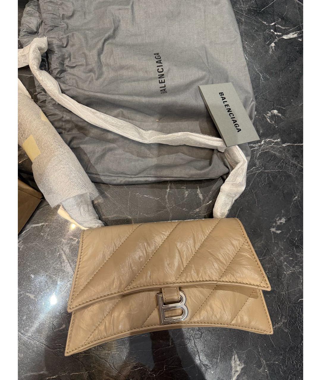 BALENCIAGA Бежевая кожаная сумка через плечо, фото 2