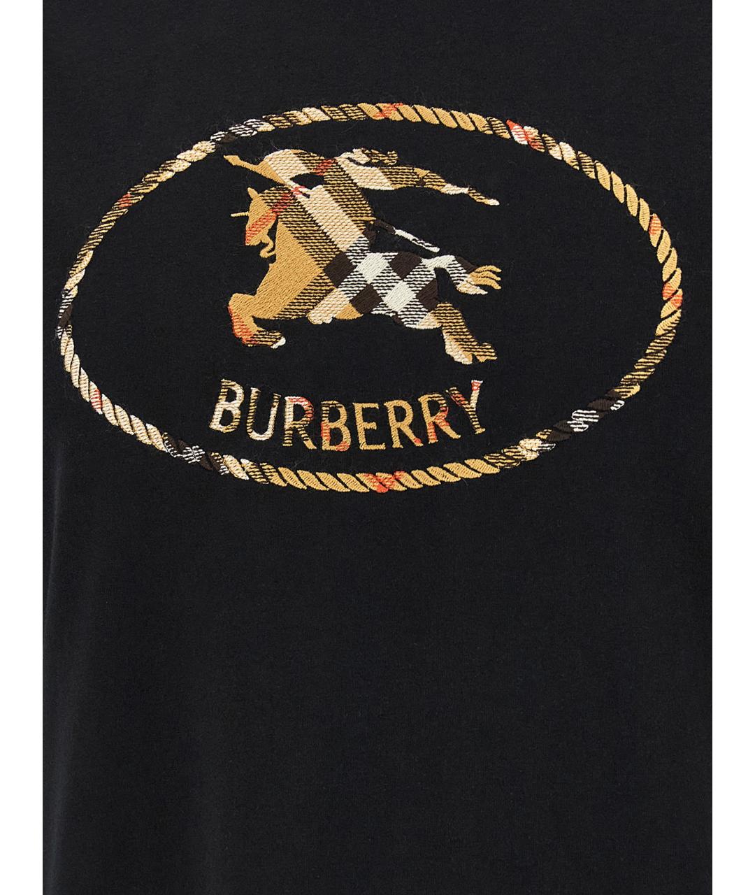 BURBERRY Черная хлопковая футболка, фото 4