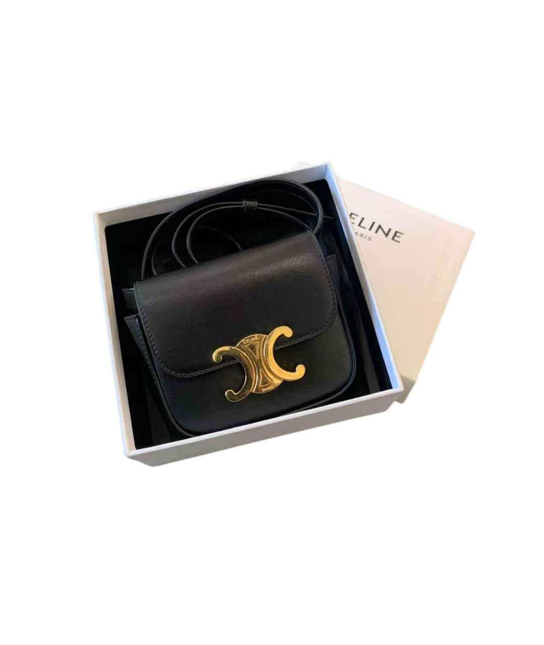 CELINE Черная кожаная сумка через плечо, фото 6