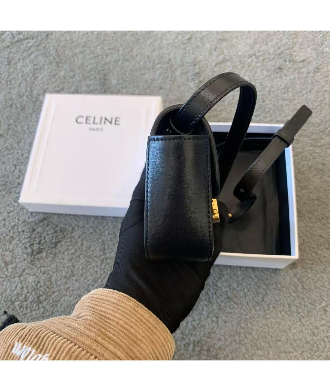 CELINE Черная кожаная сумка через плечо, фото 3