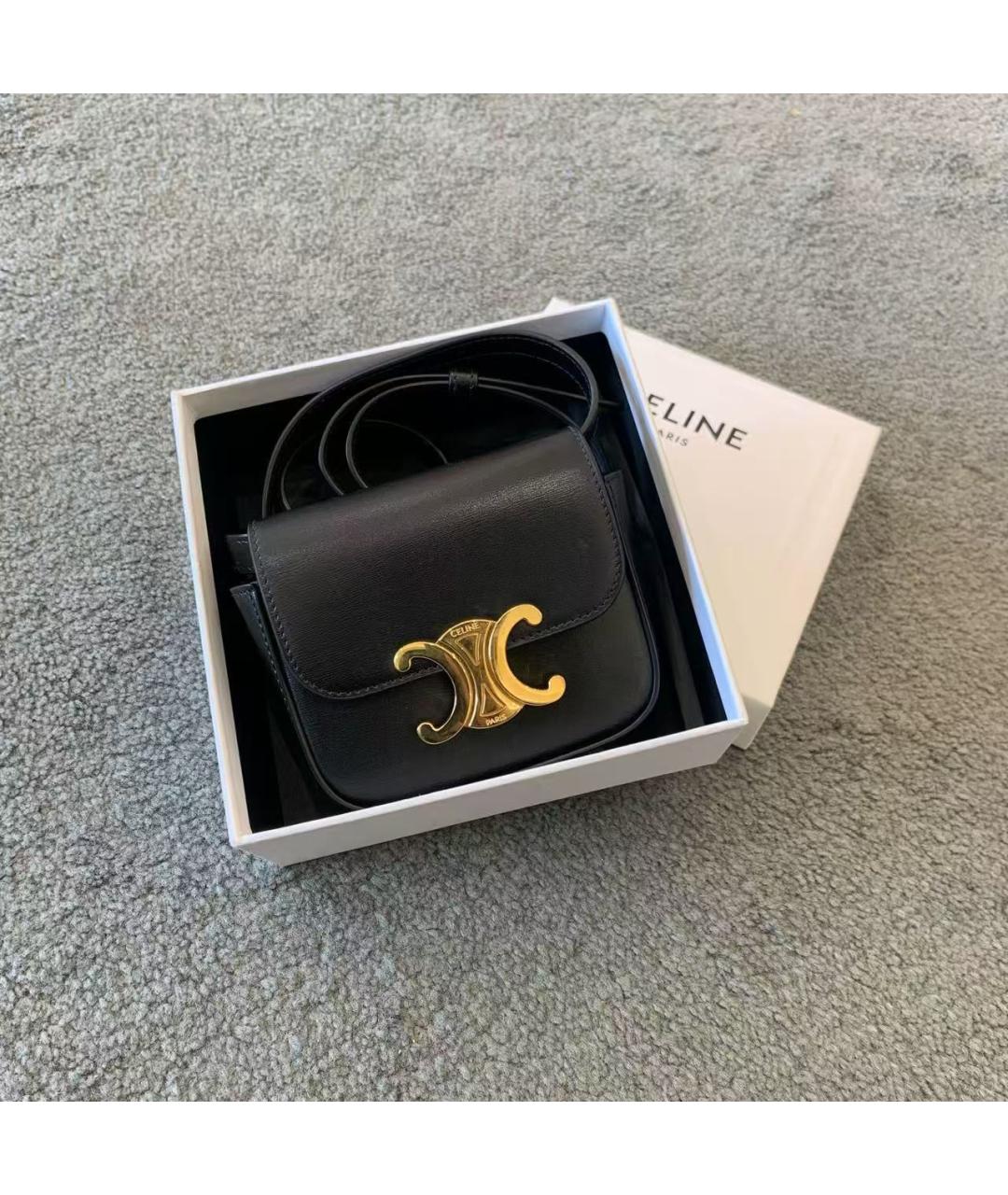 CELINE Черная кожаная сумка через плечо, фото 2