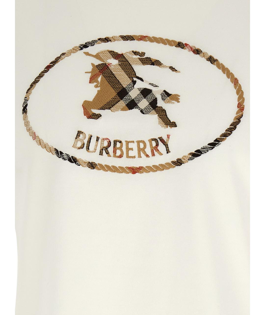 BURBERRY Белая хлопковая футболка, фото 4