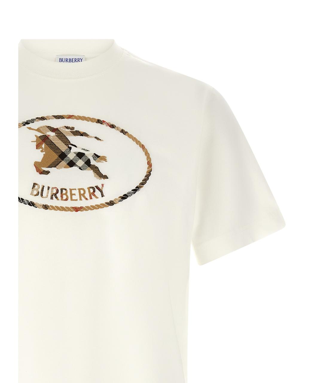 BURBERRY Белая хлопковая футболка, фото 3