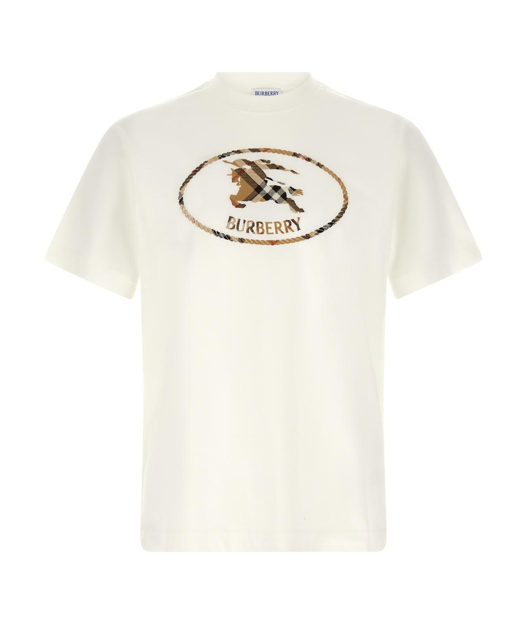 BURBERRY Белая хлопковая футболка, фото 1