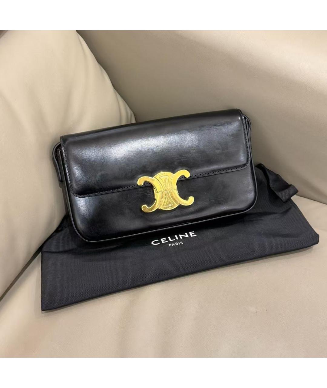 CELINE Черная кожаная сумка через плечо, фото 2