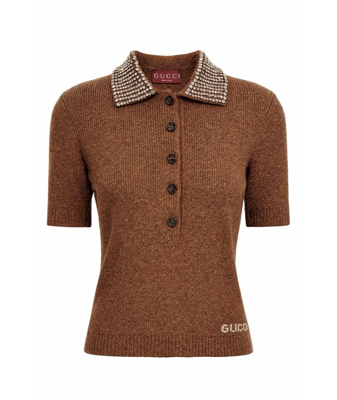 GUCCI Коричневый шерстяной джемпер / свитер, фото 1