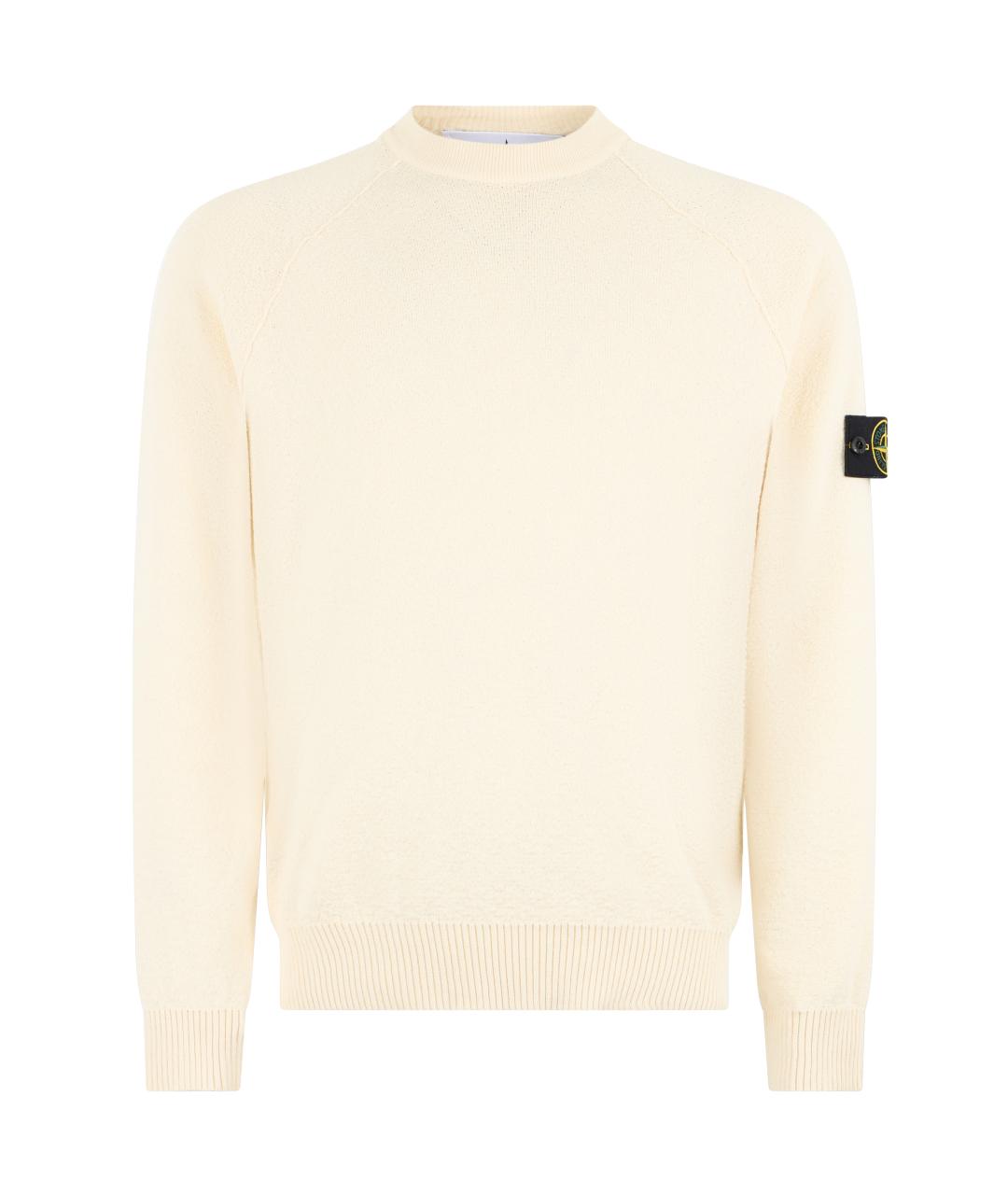 STONE ISLAND Бежевый хлопковый джемпер / свитер, фото 4