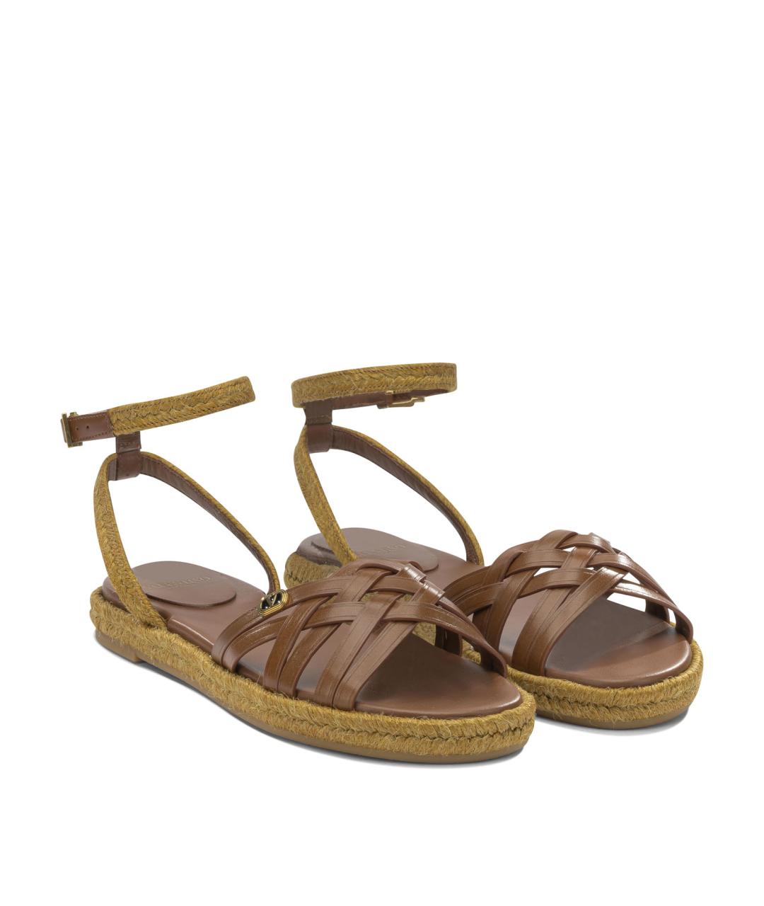 VALENTINO Коричневые кожаные босоножки, фото 2