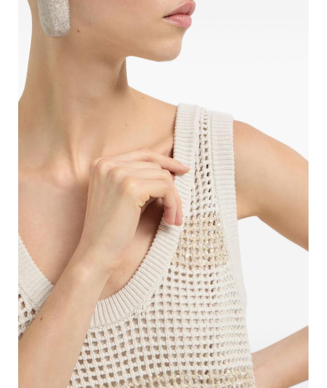 BRUNELLO CUCINELLI Бежевое хлопковое повседневное платье, фото 2