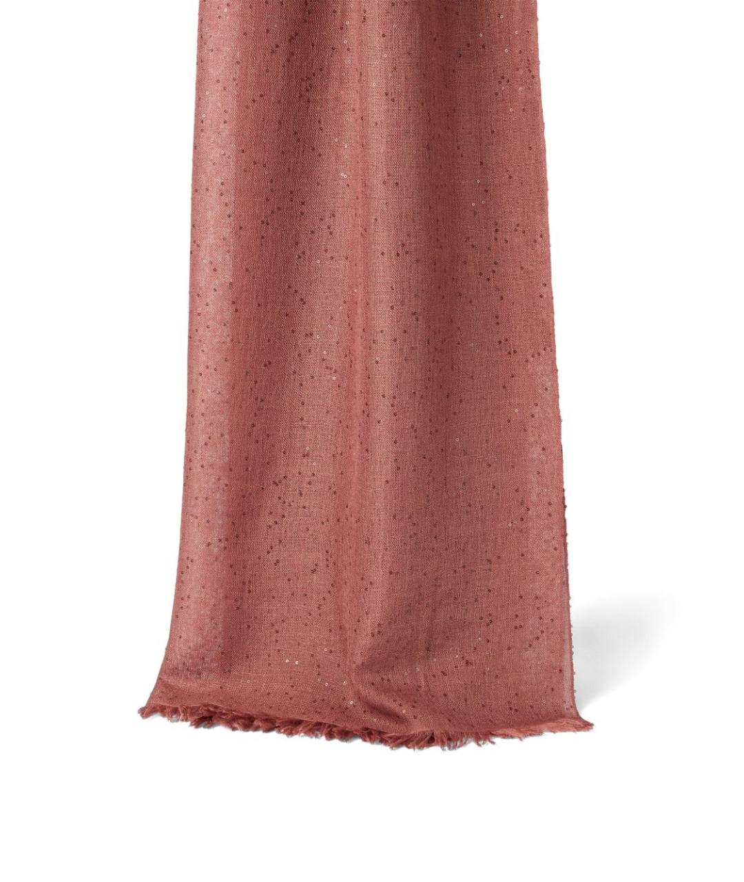 BRUNELLO CUCINELLI Коралловый шерстяной шарф, фото 2