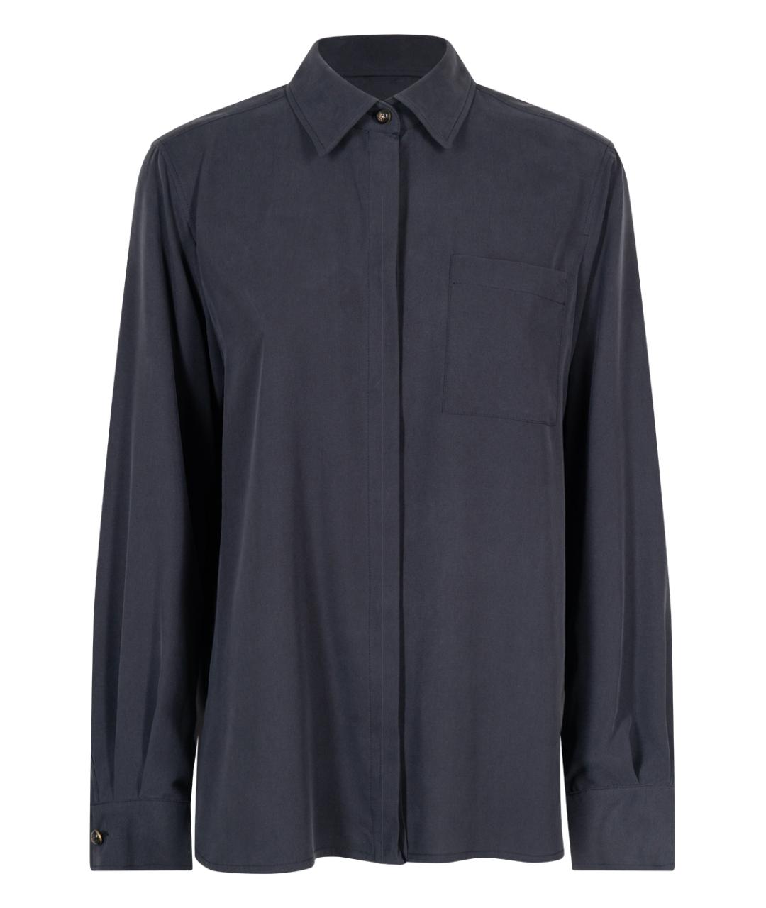 MAX MARA Синяя шелковая рубашка, фото 1