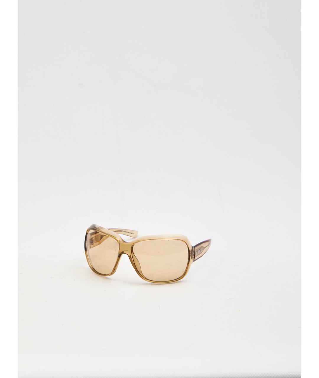 GUCCI Бежевые пластиковые солнцезащитные очки, фото 3