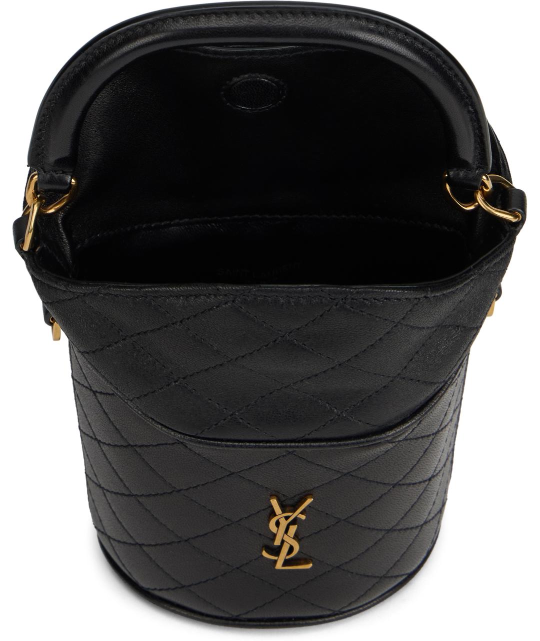 SAINT LAURENT Черная кожаная сумка с короткими ручками, фото 5