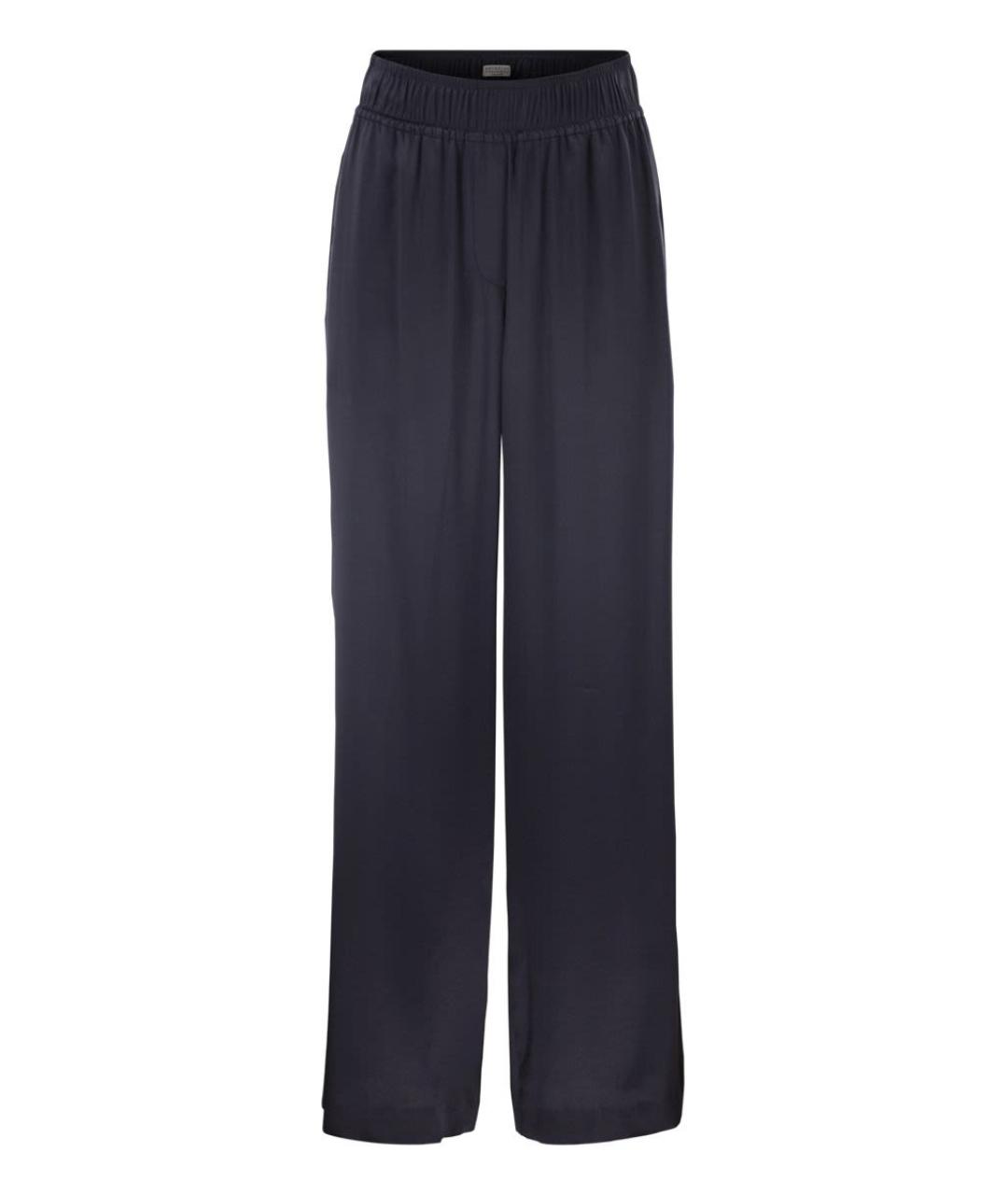 BRUNELLO CUCINELLI Синие шелковые прямые брюки, фото 1