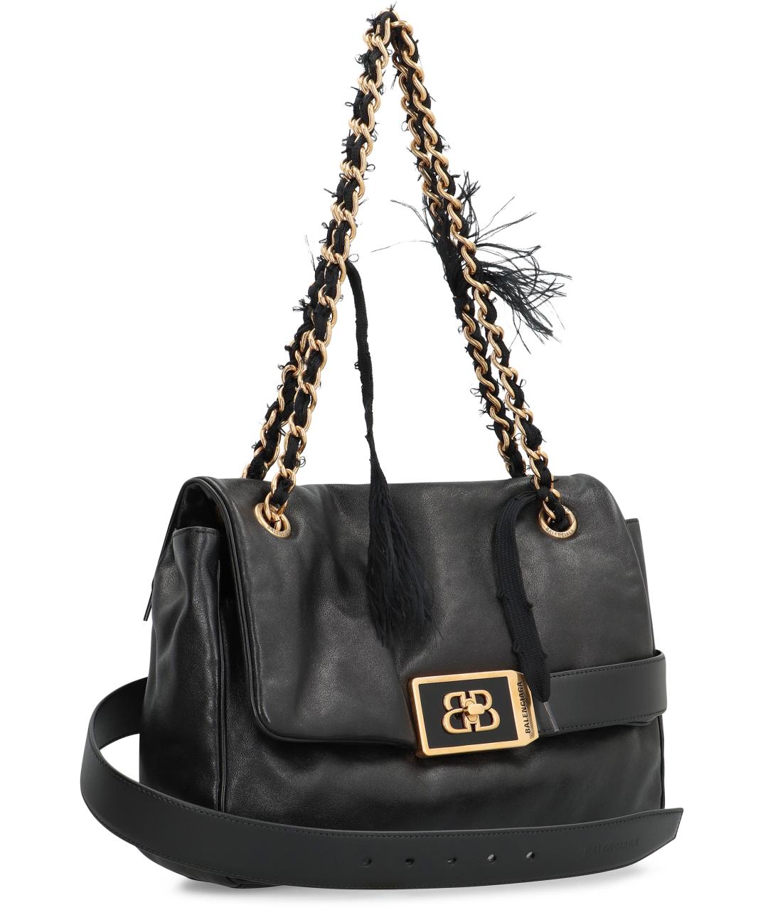 BALENCIAGA Черная кожаная сумка через плечо, фото 3