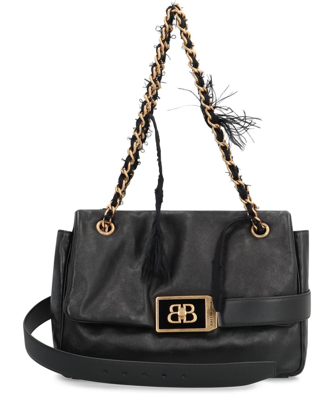 BALENCIAGA Черная кожаная сумка через плечо, фото 2