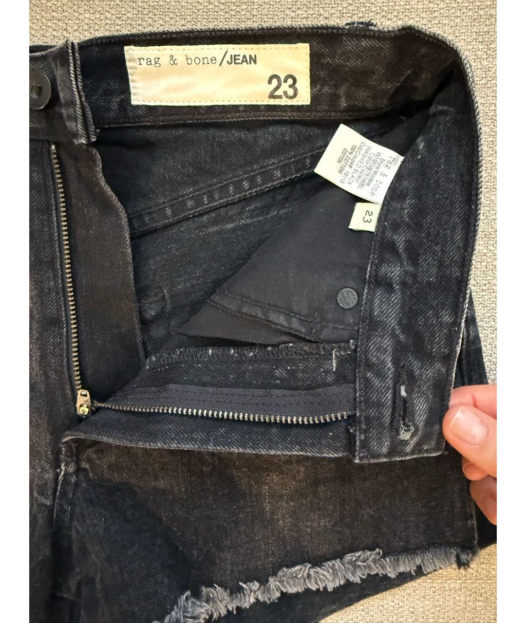 RAG & BONE Черные хлопковые шорты, фото 3