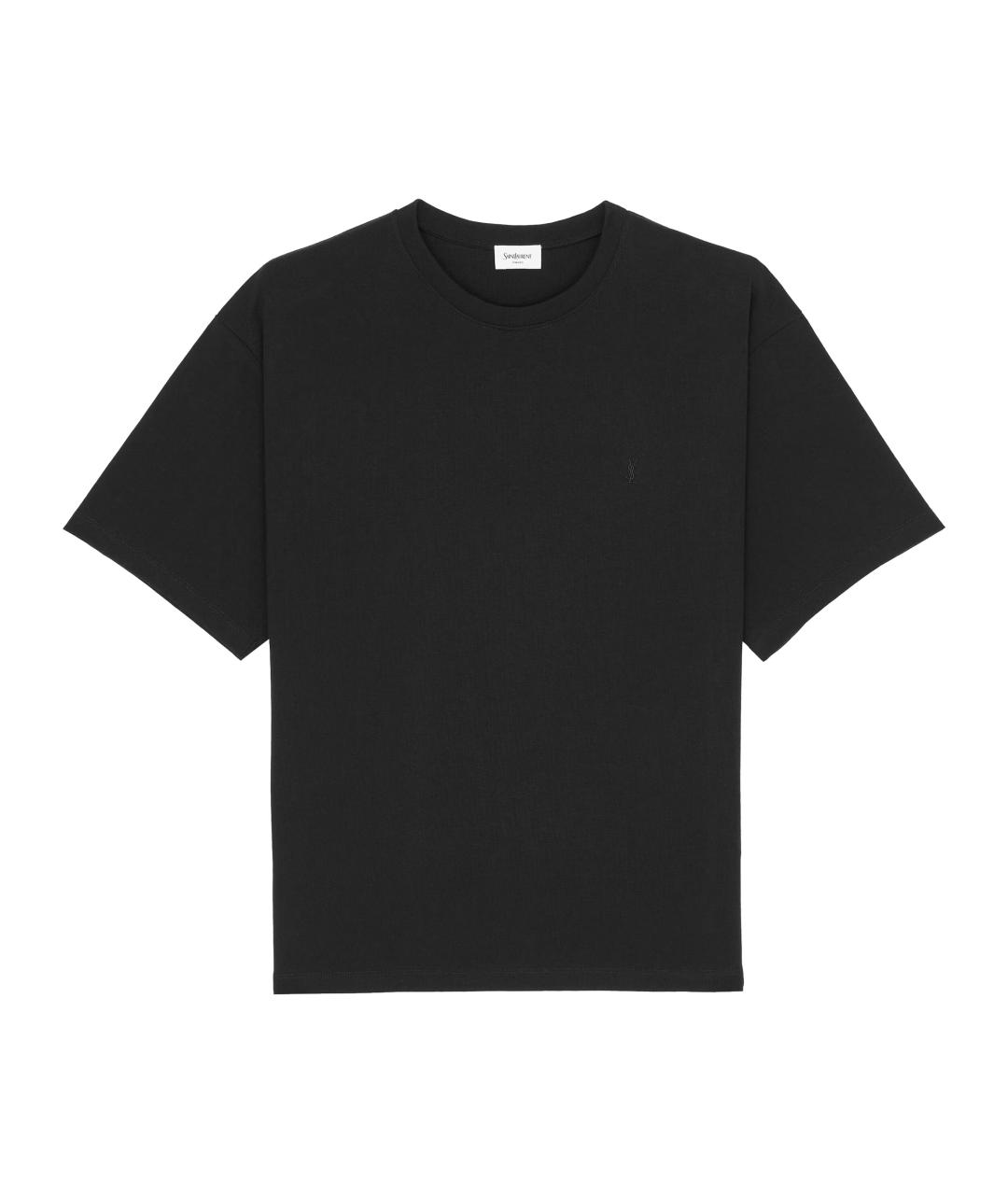SAINT LAURENT Черная хлопковая футболка, фото 1