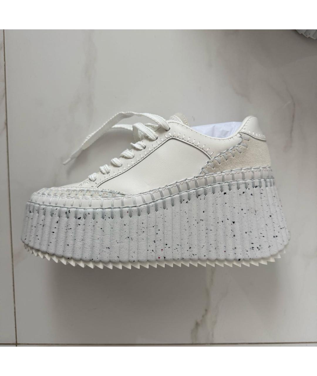 CHLOE Белые кожаные кроссовки, фото 3