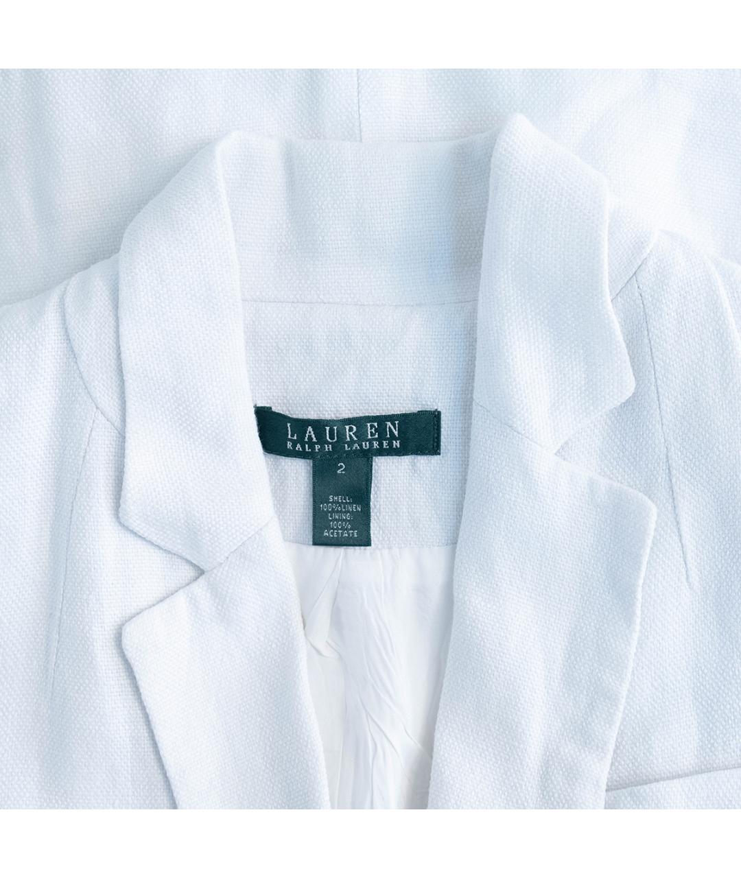 RALPH LAUREN Белый льняной жакет/пиджак, фото 3