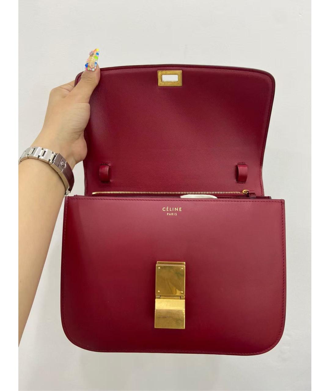 CELINE Красная кожаная сумка через плечо, фото 6