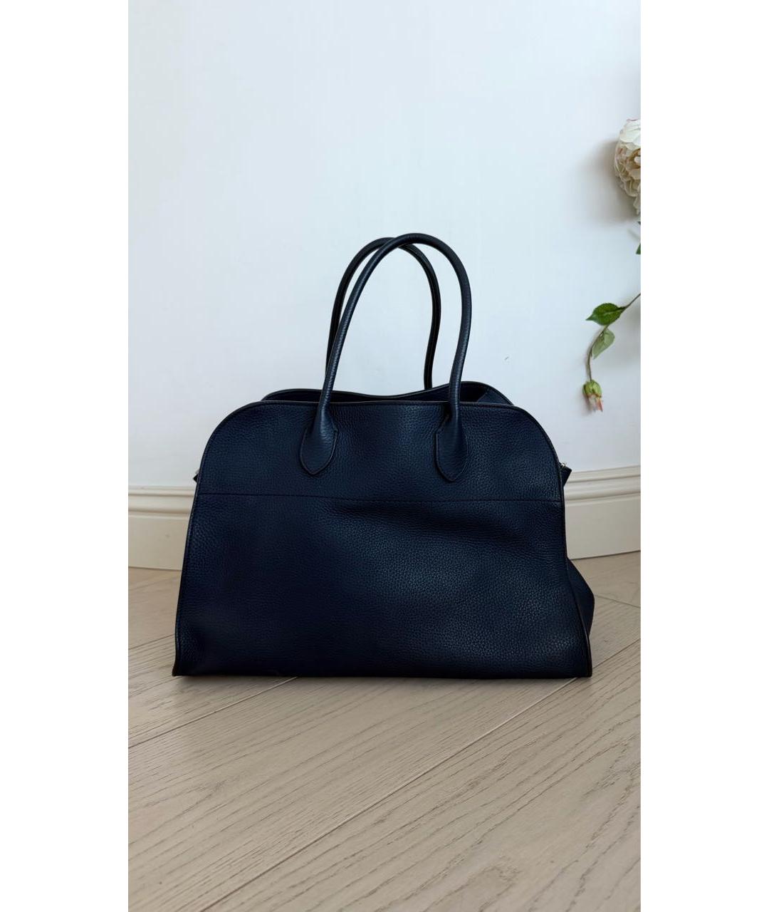 THE ROW Темно-синяя кожаная сумка тоут, фото 6