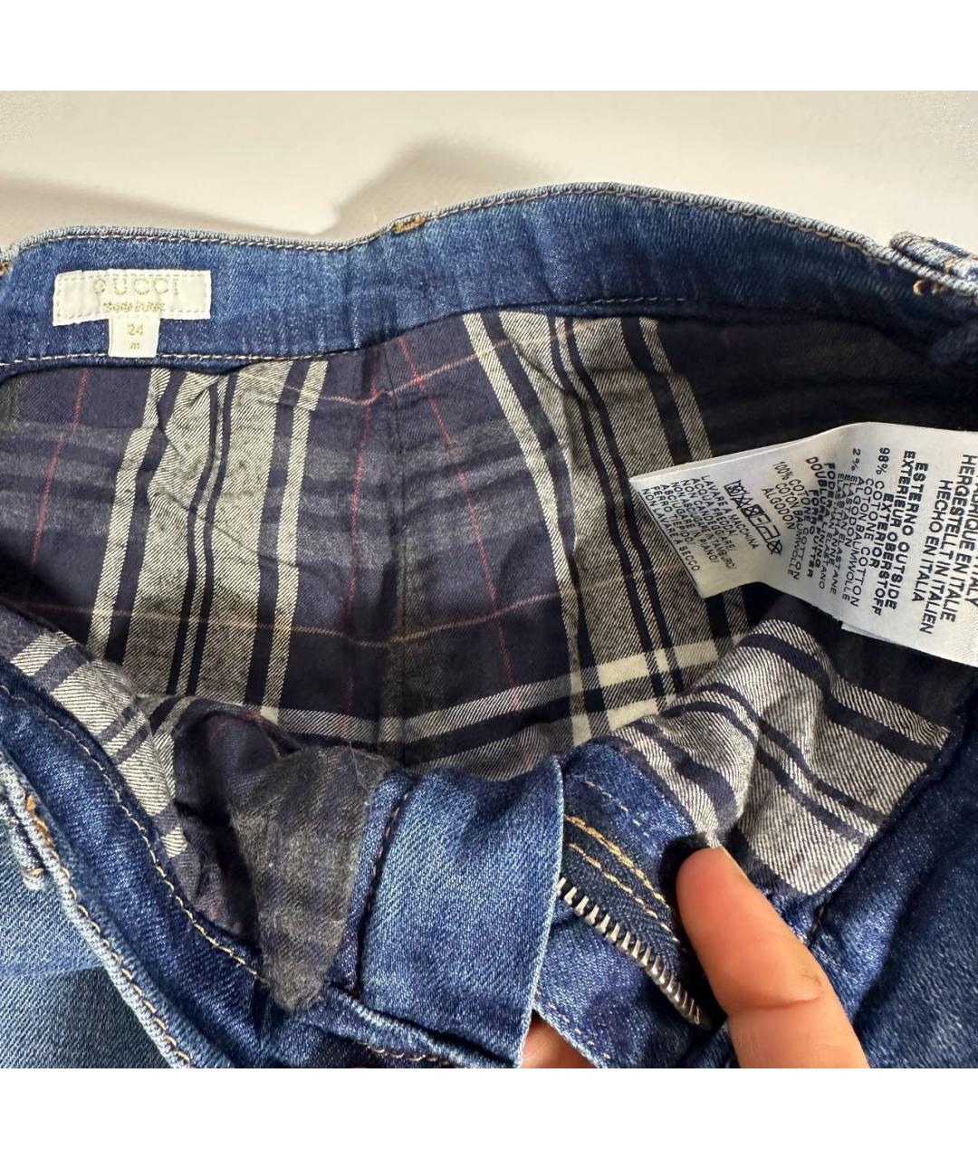 GUCCI Синие хлопковые детские джинсы, фото 8