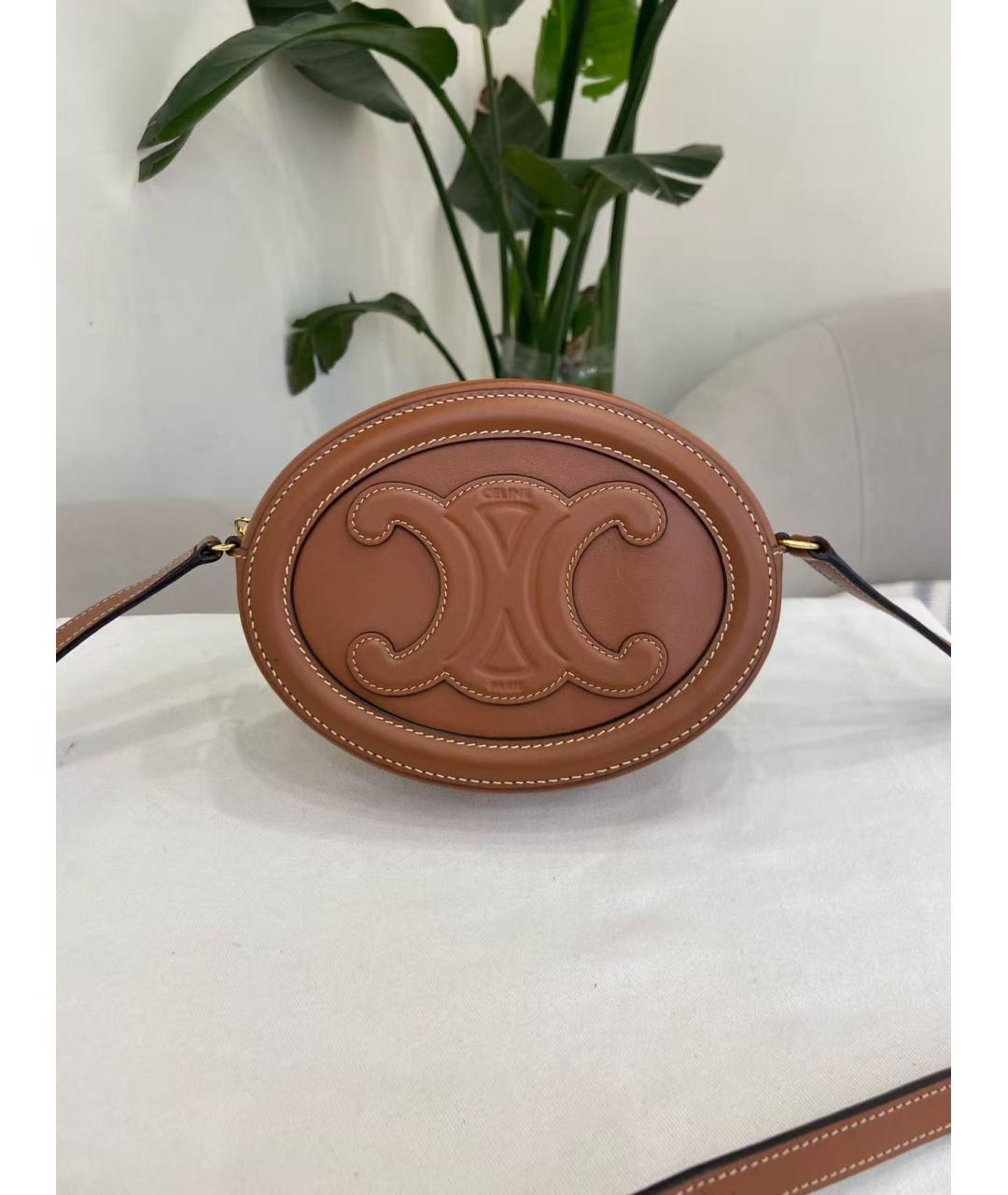 CELINE Коричневая кожаная сумка через плечо, фото 2