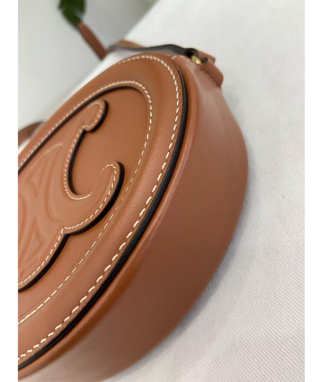 CELINE Коричневая кожаная сумка через плечо, фото 3