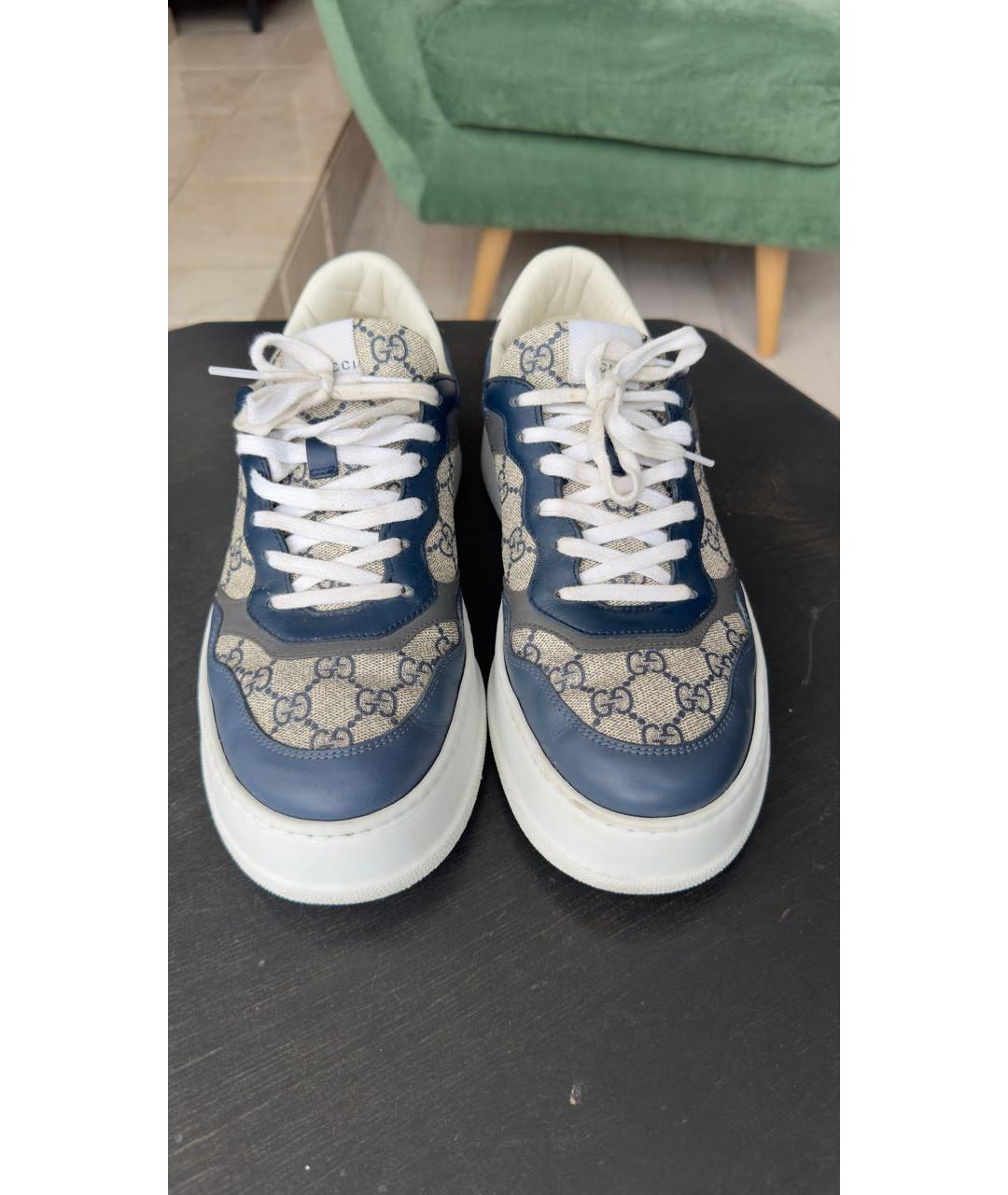 GUCCI Синие текстильные низкие кроссовки / кеды, фото 2