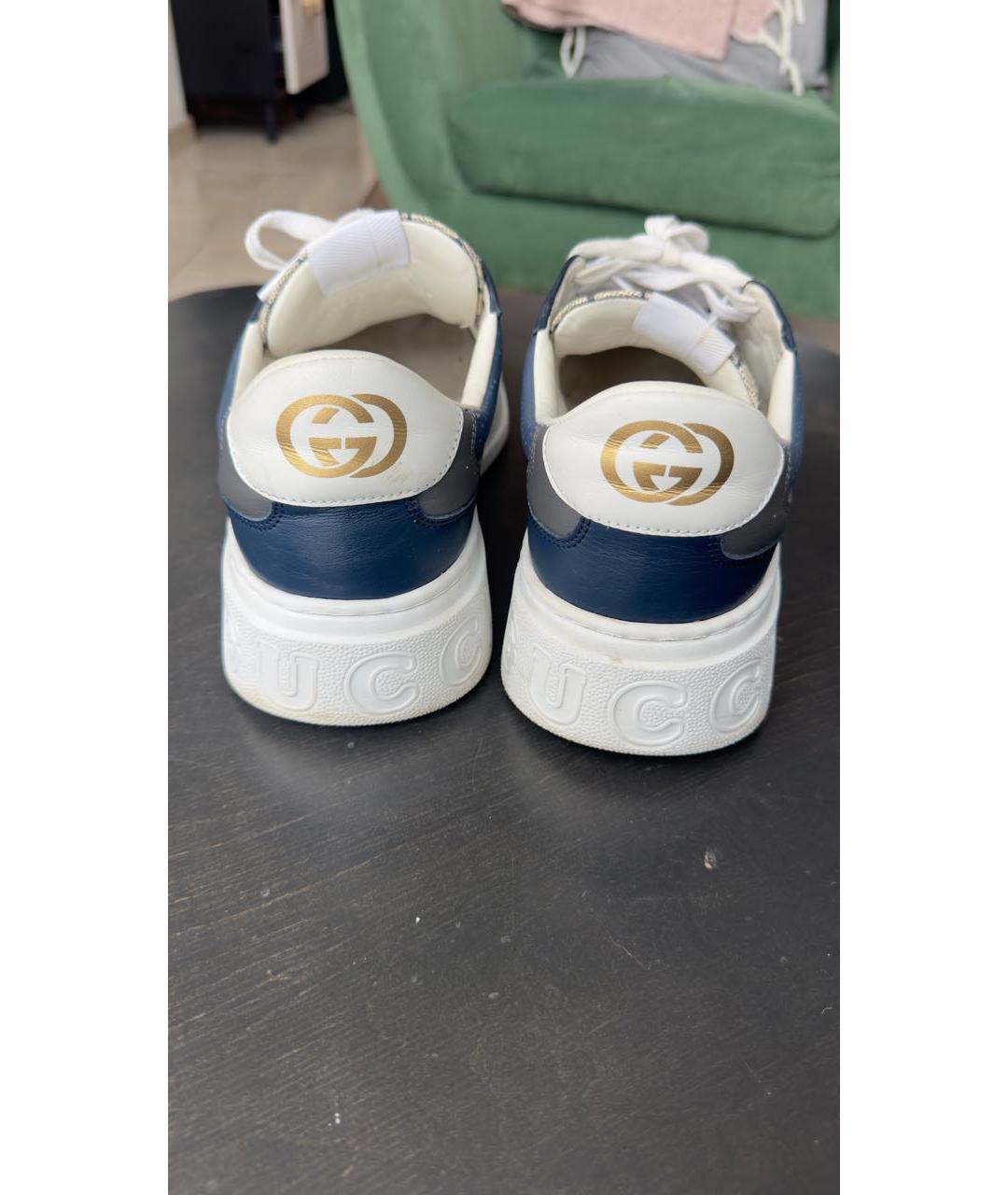 GUCCI Синие текстильные низкие кроссовки / кеды, фото 4