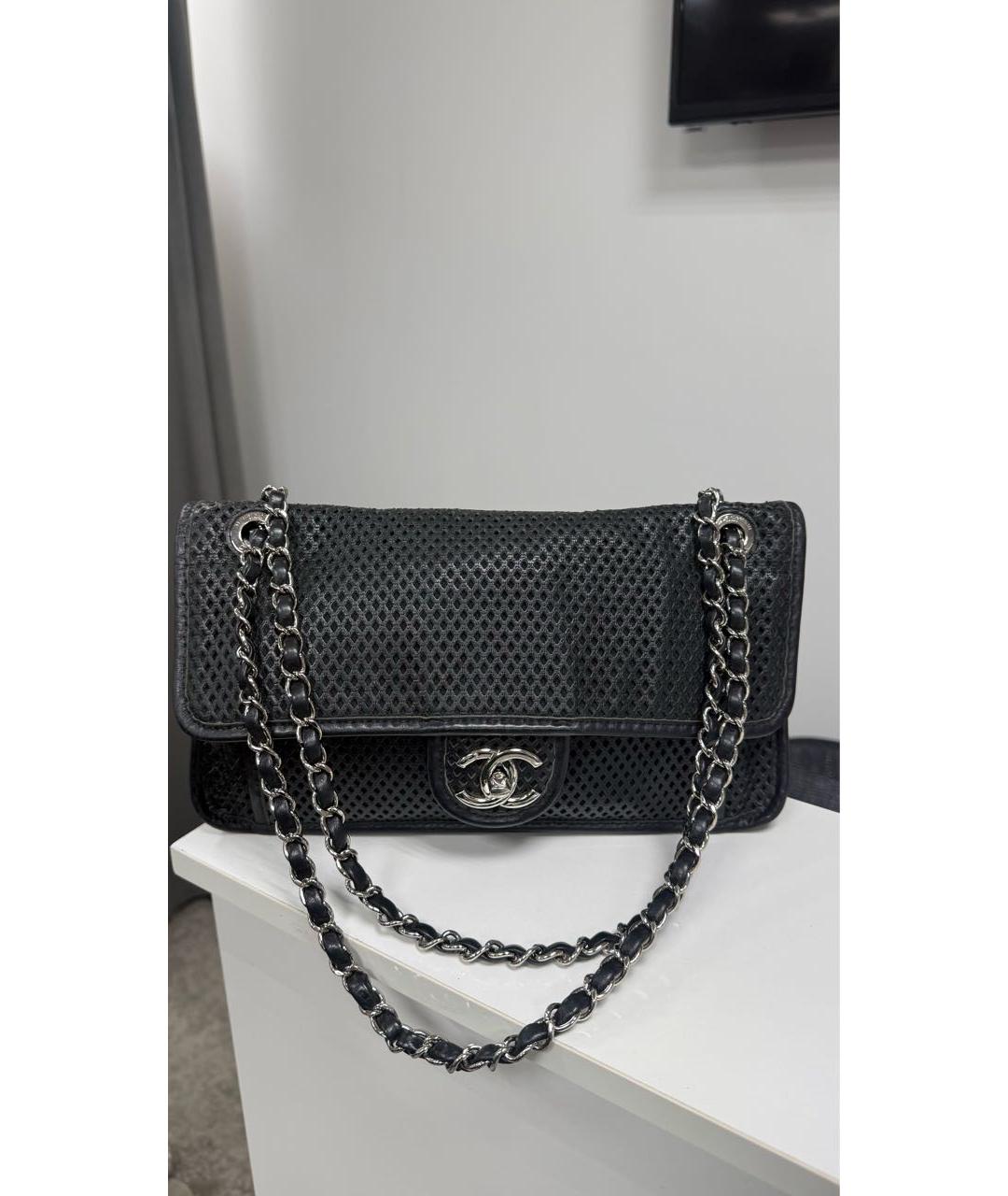 CHANEL Черная кожаная сумка через плечо, фото 8