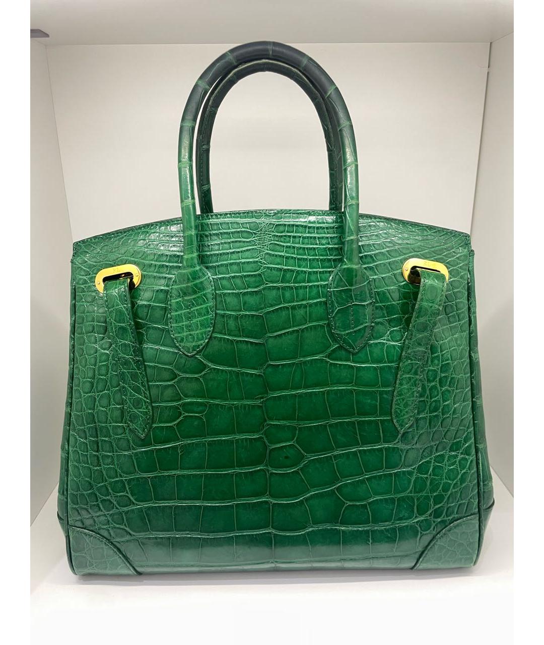 RALPH LAUREN Зеленая сумка с короткими ручками из экзотической кожи, фото 2