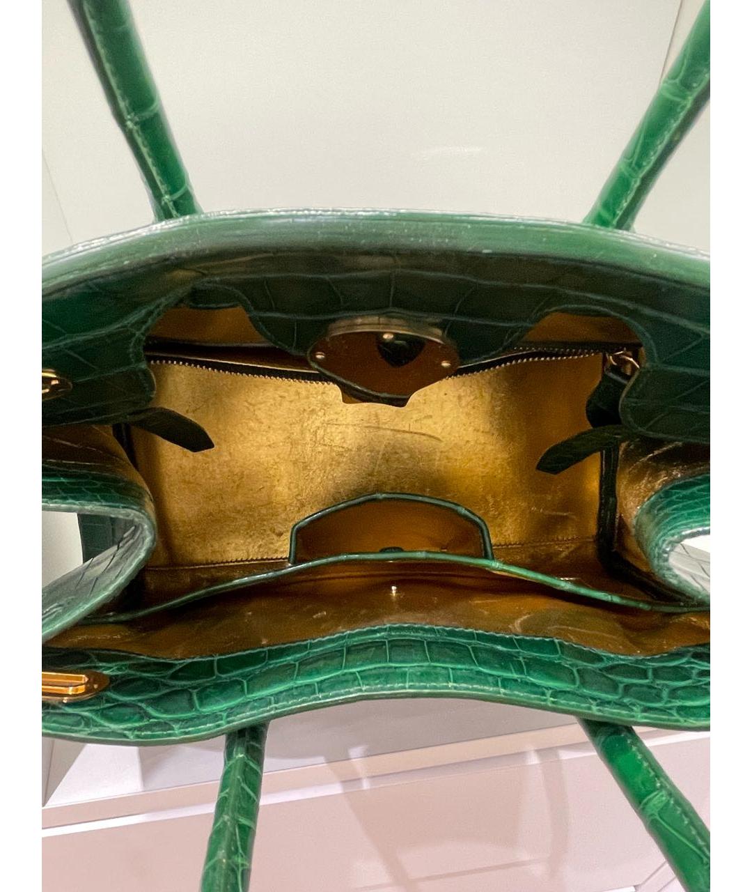 RALPH LAUREN Зеленая сумка с короткими ручками из экзотической кожи, фото 6