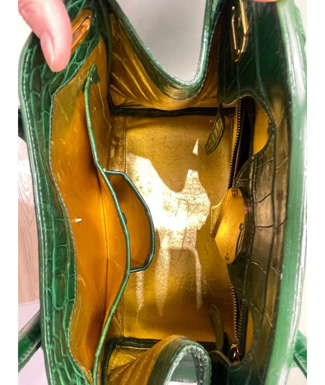 RALPH LAUREN Зеленая сумка с короткими ручками из экзотической кожи, фото 7